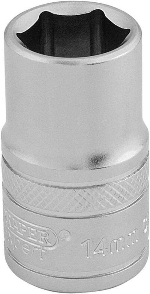 Satin Finish 1/2 Inch Square Drive 6 Point Socket – 14mm Chrome Vanadium Blue