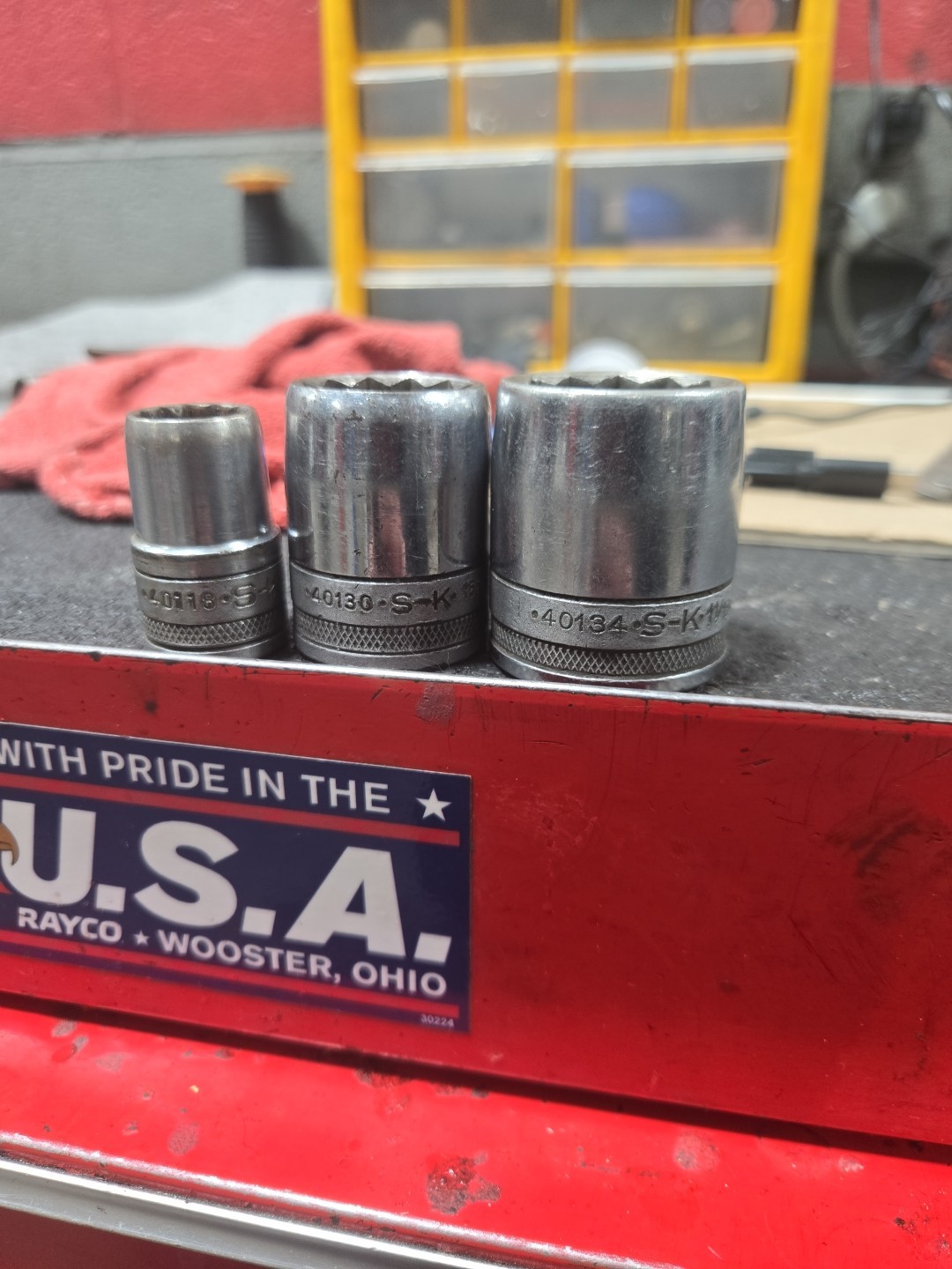 Vintage SK Tools S-K 3pc Socket Set 1/2 Inch Drive 40118 40130 40134