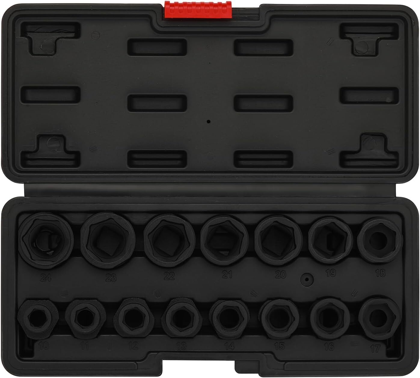 15PCS 1/2″ Drive Low Profile Nano Impact Socket Set Metric 10mm-24mm, CR-MO