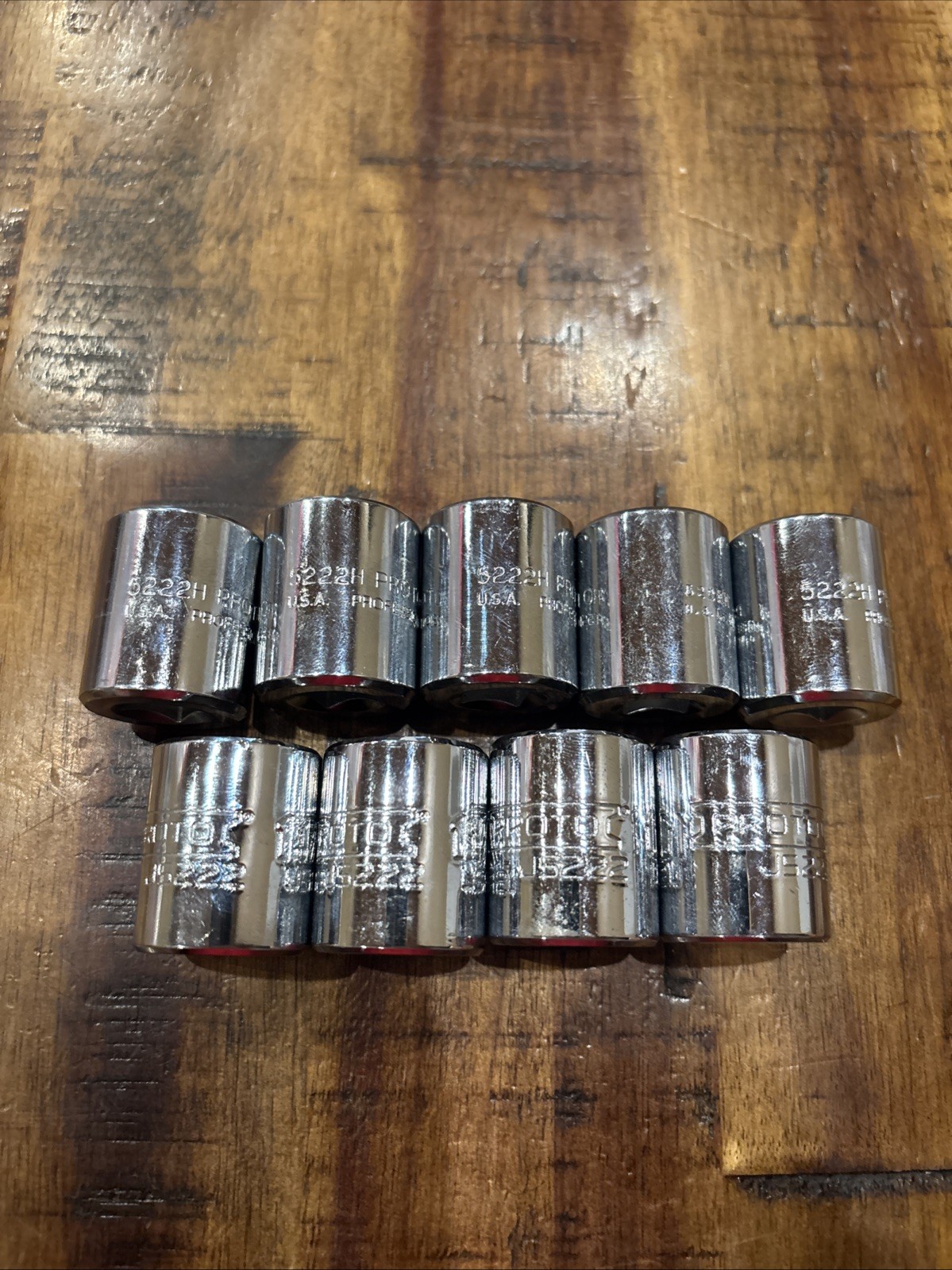 Proto 11/16” Lot Of 9 Pieces 3/8″ Drive 6 & 12 Point Shallow Sockets USA SAE