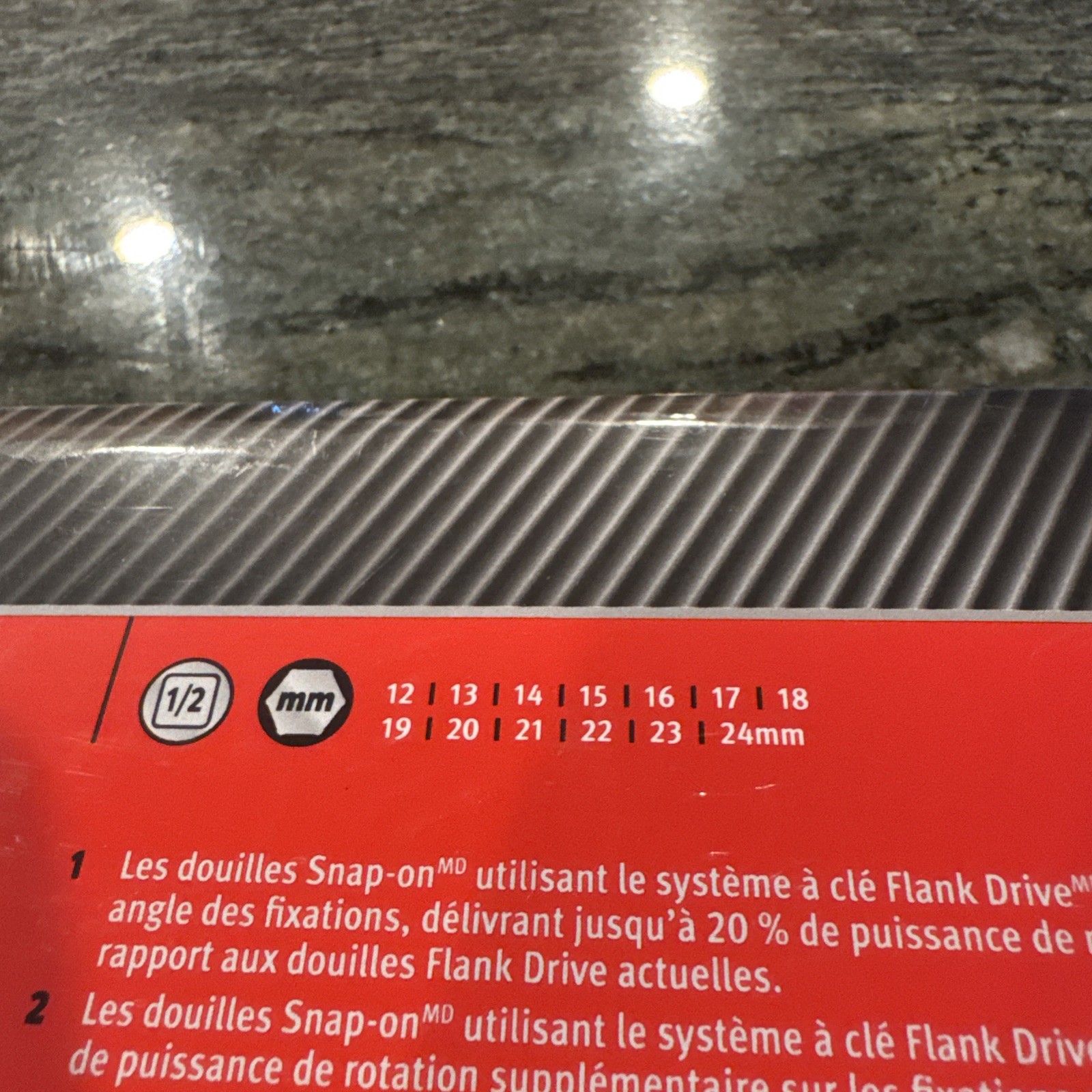 Snap-on 313ytwmy 13 pc 1/2” drive 6 point metric xtra shallow socket set 12-24mm