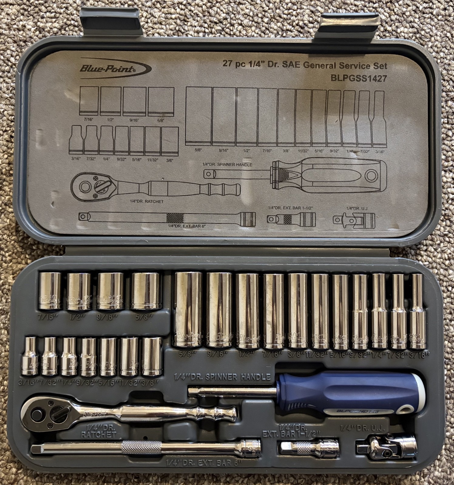 Blue-point 27pc 1/4” Drive SAE General Service Set BLPGSS1427