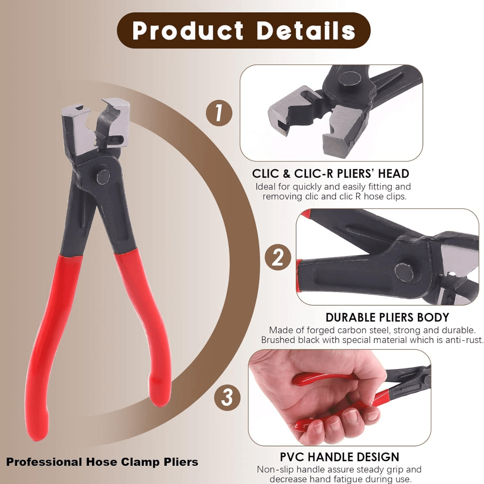 Wokape 9Pcs Hose Clamp Pliers with CV Boot Clamp Kit Stainless Steel Automotive