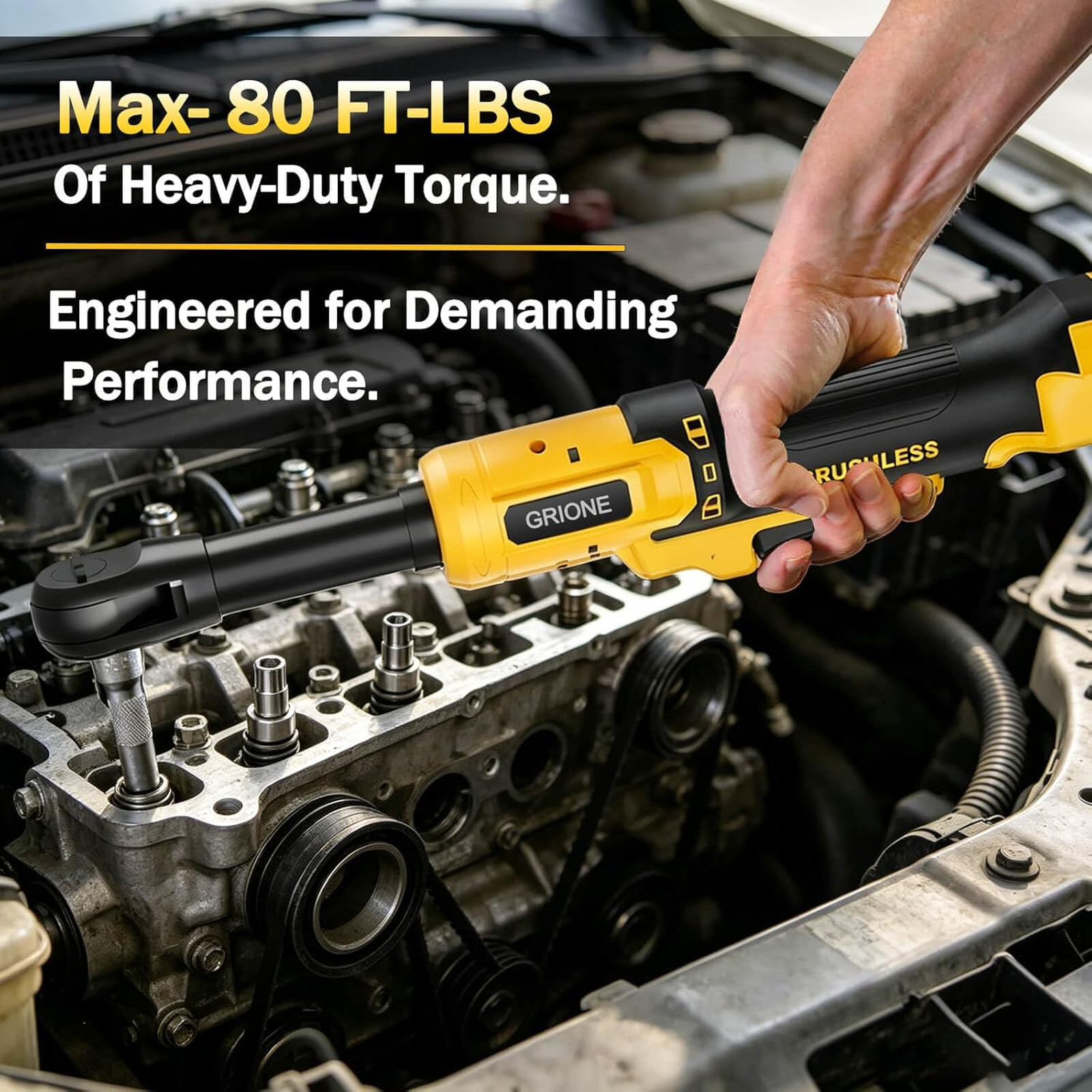 3/8″ Cordless Electric Ratchet Wrench Compatible with DeWalt 20V MAX Batteries-5