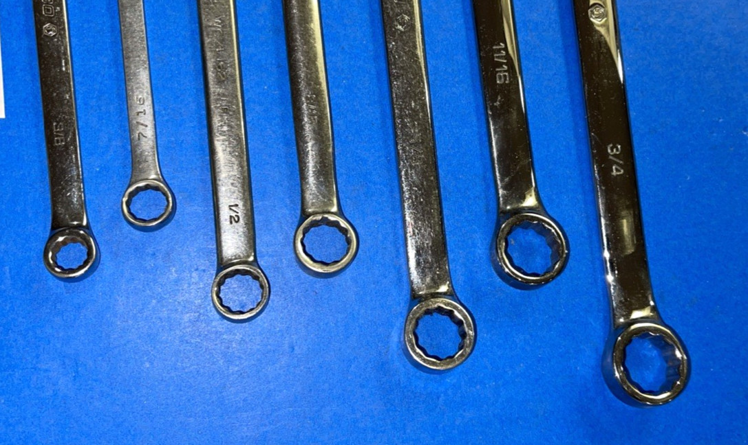 MATCO TOOLS 7 PIECE SAE COMBINATION EXTRA LONG 12 POINT WRENCH SET 3/8 TO 3/4