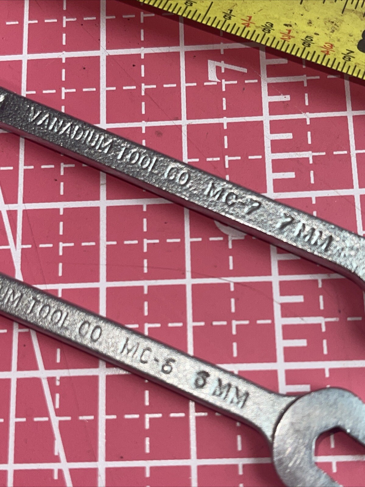 2 Piece Vanadium Tool Co Metric 6 Point Combination Wrench Set 6 7 Mc7 Mc 6 Mint