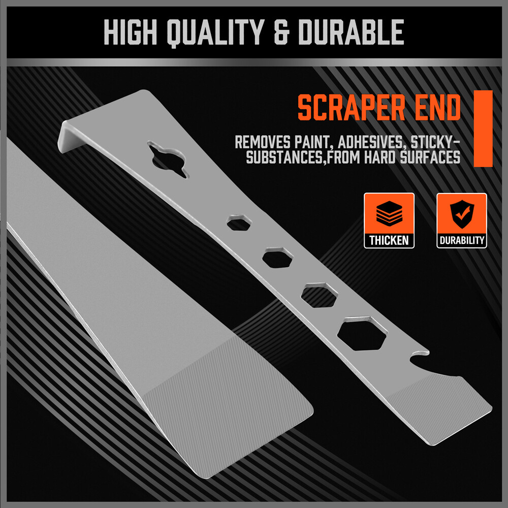 2Pc Stainless Steel Pry Bar Scraper Mutifunctional Prying & Scraping Silver
