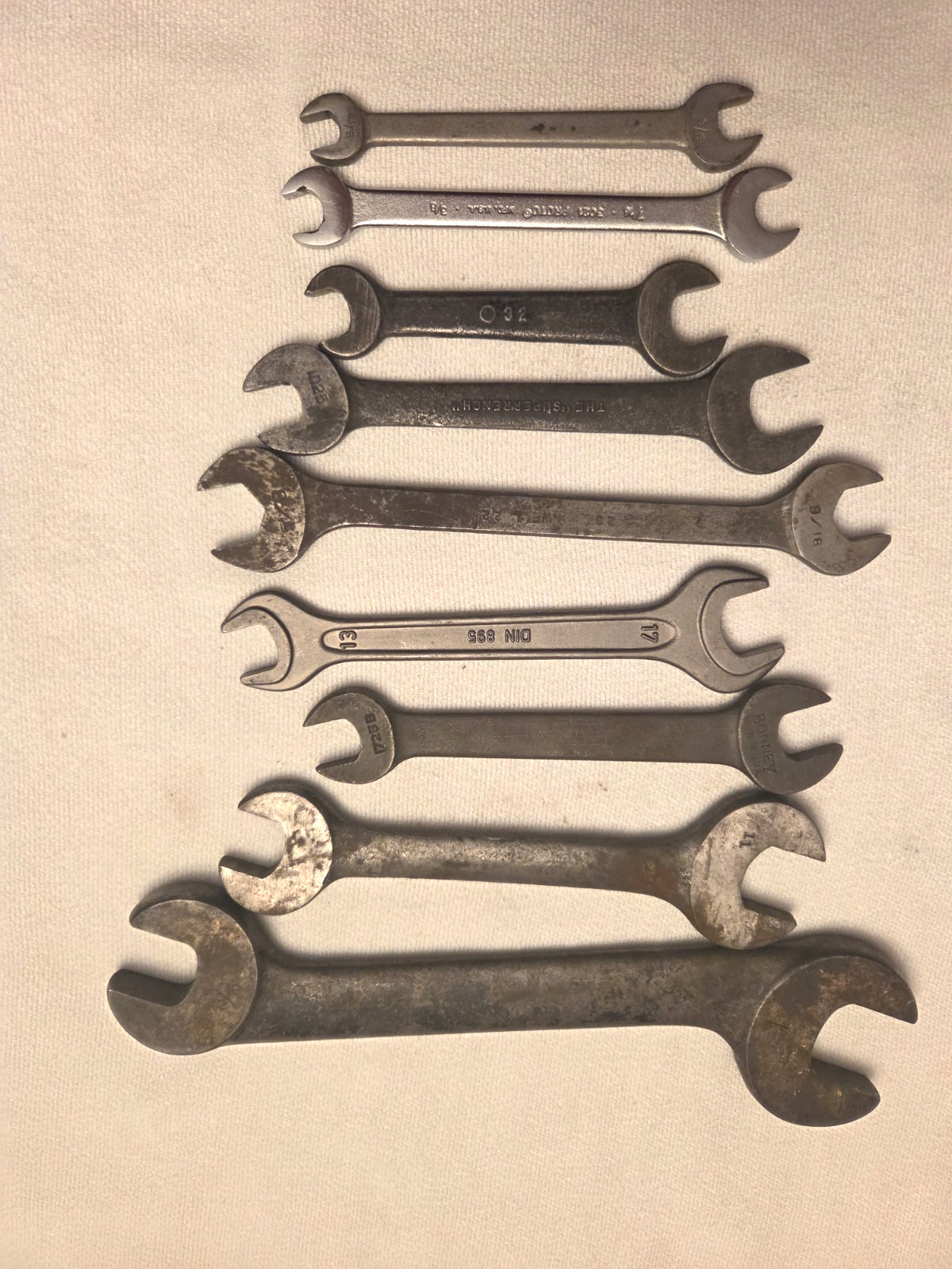 VINTAGE (LOT OF 8) Combination & Open-End Wrenches USA [Various Sizes]