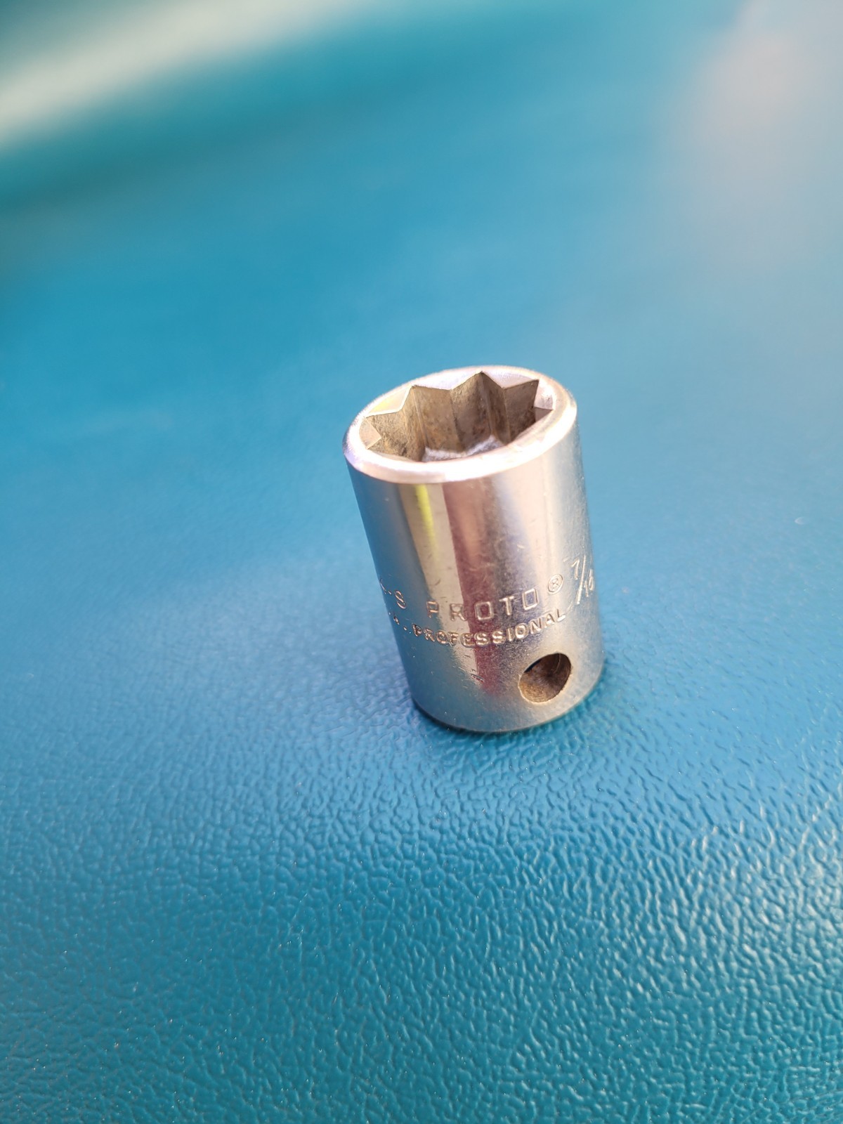 Proto Professional 7/16 Socket 5214-S 8 Pt Made in Usa Vintage