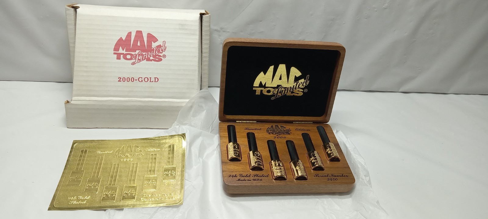Mac Tools. 2000 Limited Edition. 24k Gold Plated. 6p Allen Bit Socket Set #3045