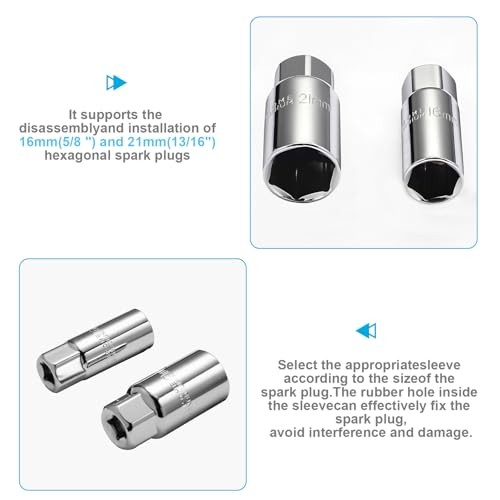 3Pcs Spark Plug Socket Wrench Set T-Handle 5/8 & 13/16 Tool