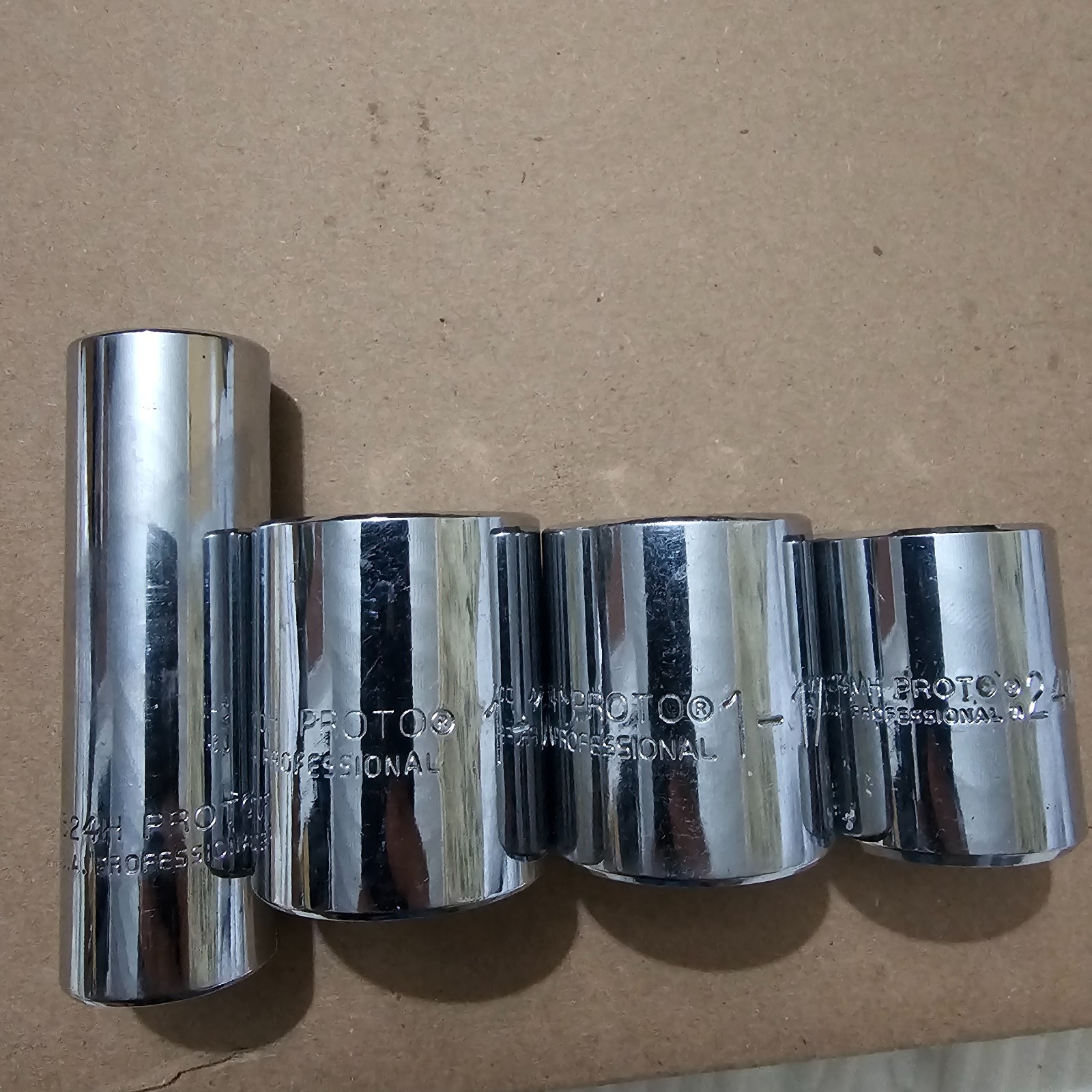 Proto professional 1/2″ Drive 12pt & 6pt Socket Lot Of 4, 24mm,1 1/16″ 1 1/8″3/4