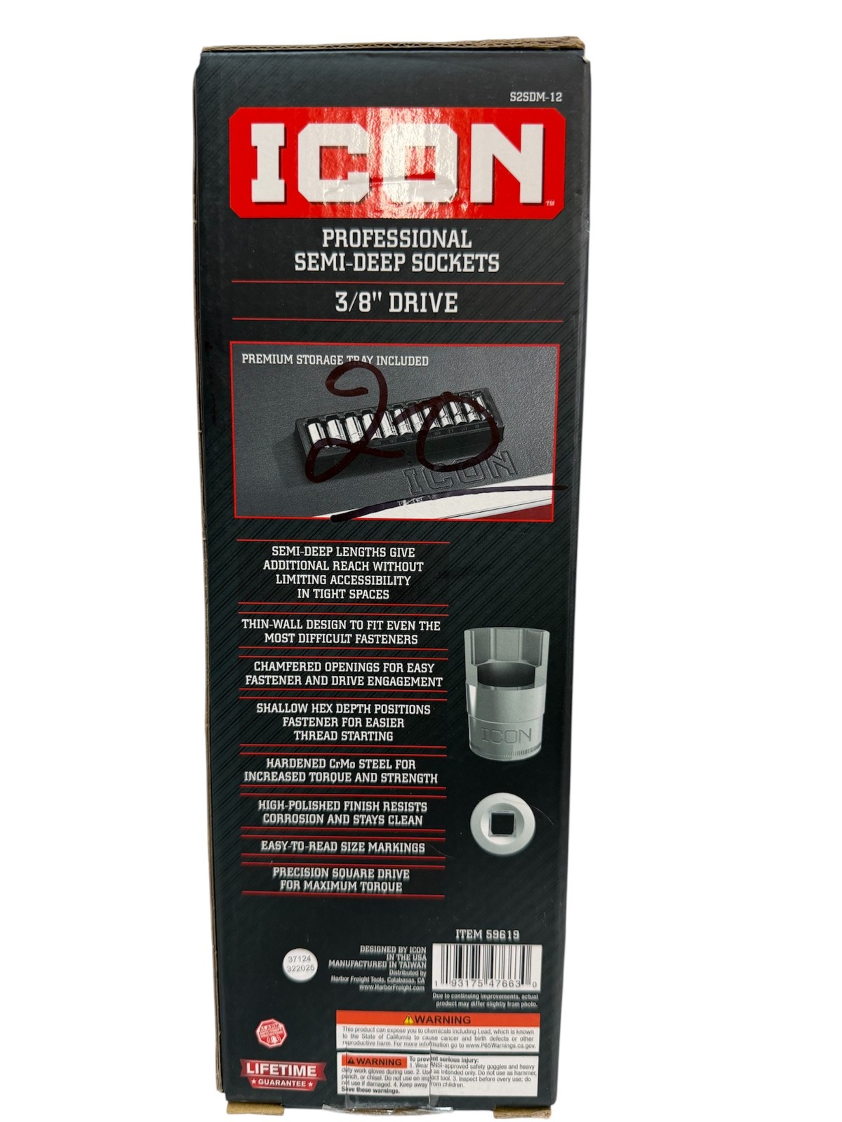 Icon S2SDM-12 Professional Semi-Deep Sockets 3/8″ Drive