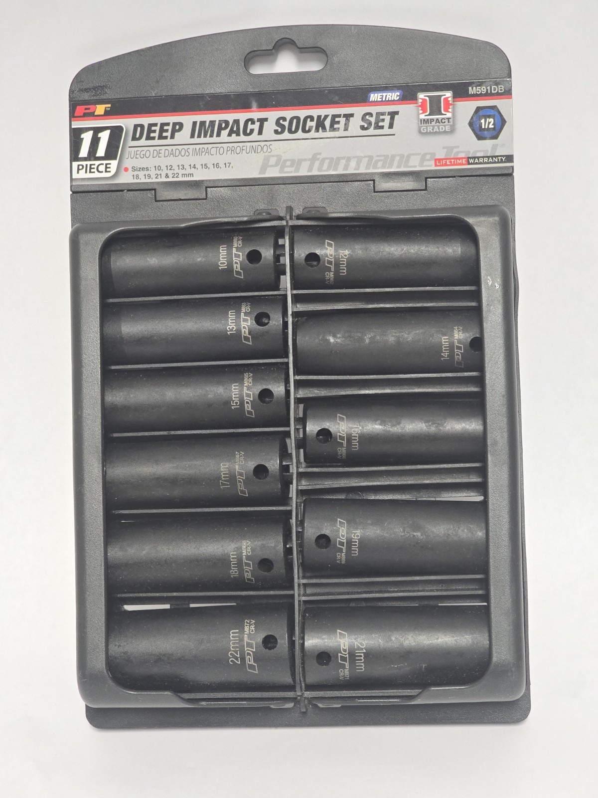 PERFORMANCE TOOL 11 PIECE 1/2″ MET IMP SOCKET DEEP M591DB