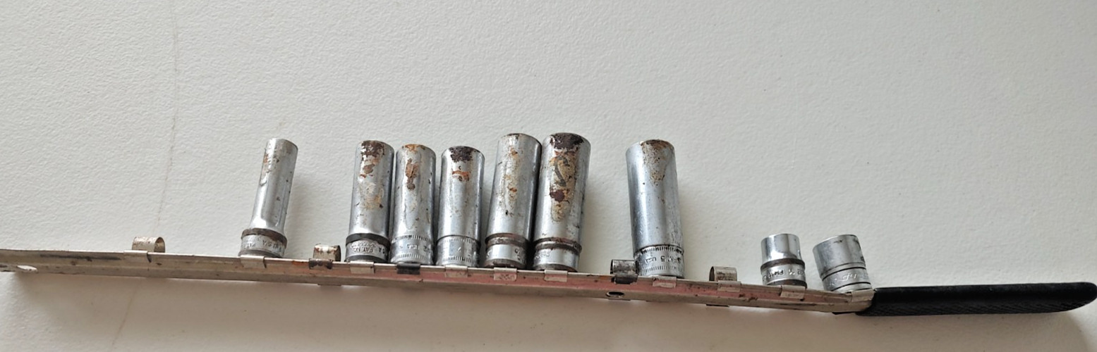 Snap On 3/8″ Drive 12 Point Metric Deep Sockets 9 Pieces w/ Organizer Handle