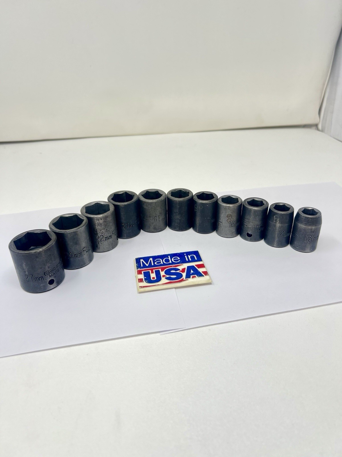Vintage SEARS CRAFTSMAN USA 11pc METRIC GK EE Impact Socket Set 1/2″ Drive 19450