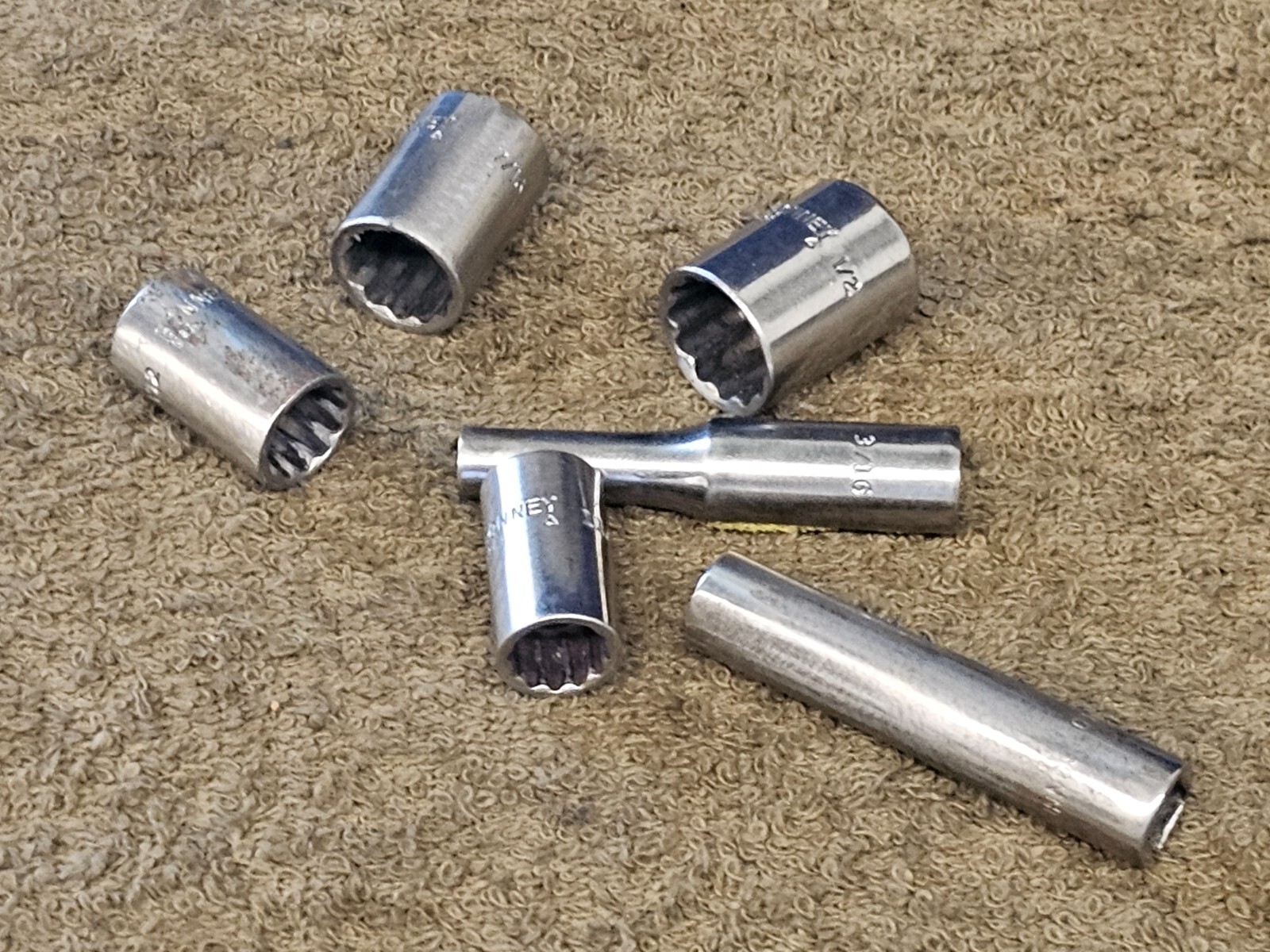 6 Bonney VL V Socket 1/4″ Drive 1/2 7/16 3/8 11/32 9/32 3/16″ Sae Set