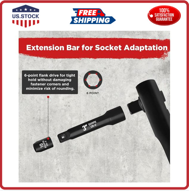 3/8 In. 50 Piece 6 Point Impact Socket Ratchet Drive and Metric Set