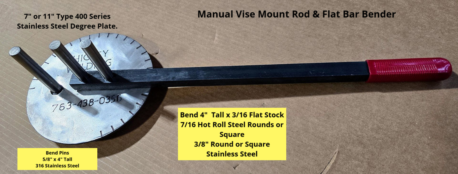 Higley Welding Flat Stock-Rod Bar Bender-Vise Jaw Mount