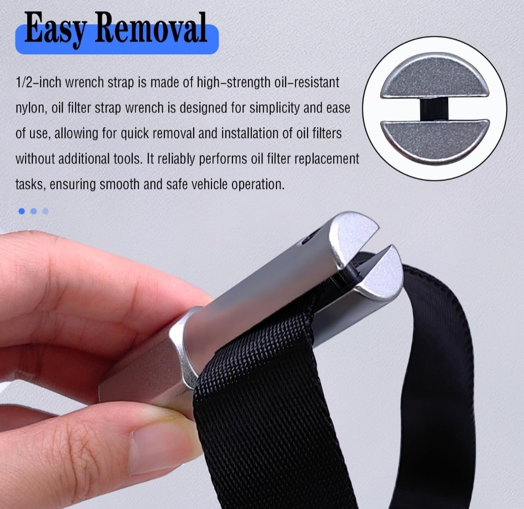 1/2″ Drive Oil Filter Strap Wrench, Oil Filter Strap Type Wrench Remover Comp…