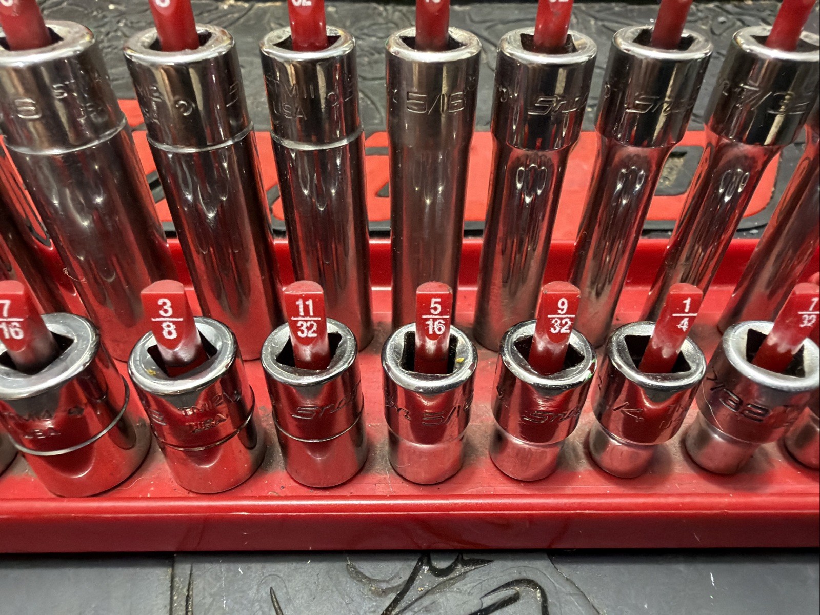 Snap On 20pc See 1/4dr Shallow & Deep Socket Set 6pt 3/16-9/16 Chrome Nice Cond