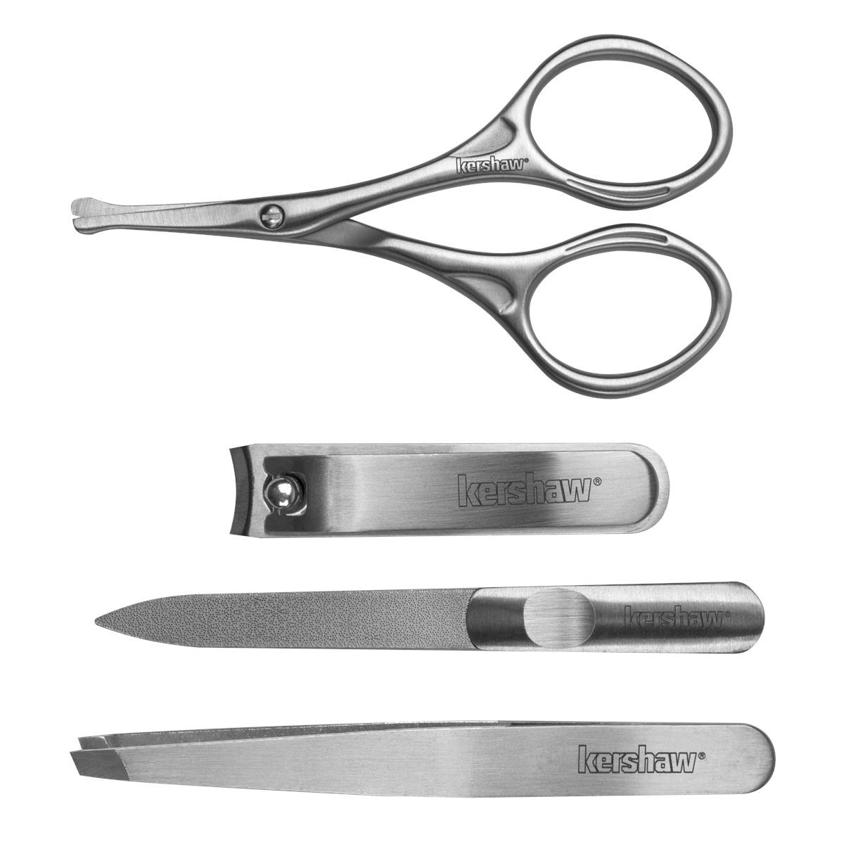 Kershaw Manicure Kit: Fingernail Clipper, Nail File, Scissors and Tweezers – Sta
