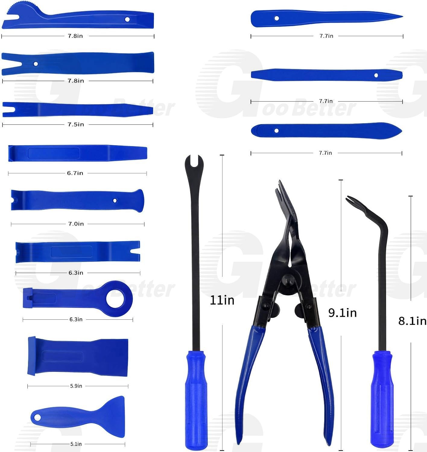 200Pcs Car Trim Removal Tool Set Hand Tools Pry Bar Panel Door Interior Clip Kit