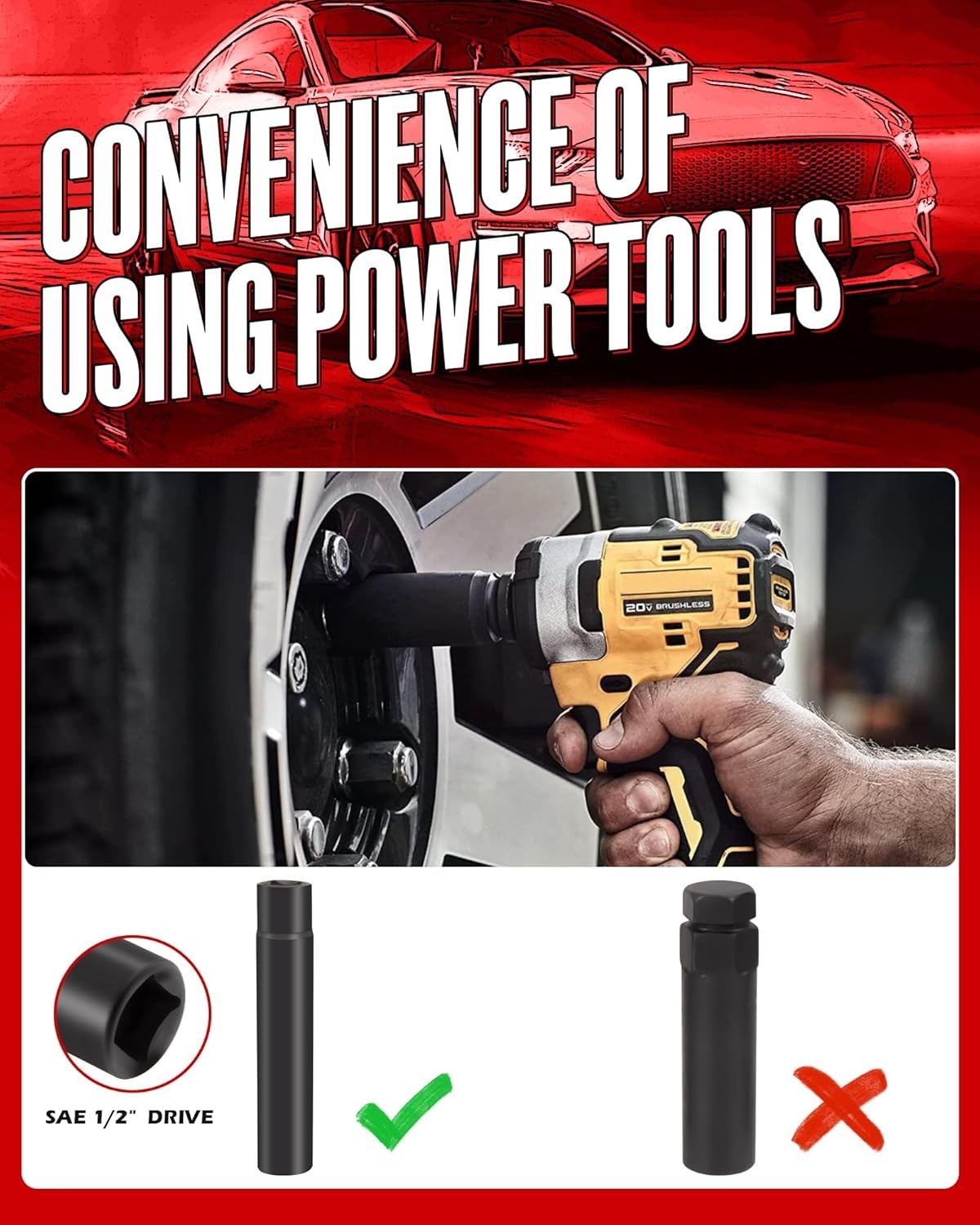 Heavy-Duty Spline Socket Set, 8PC Wheel Key Kit