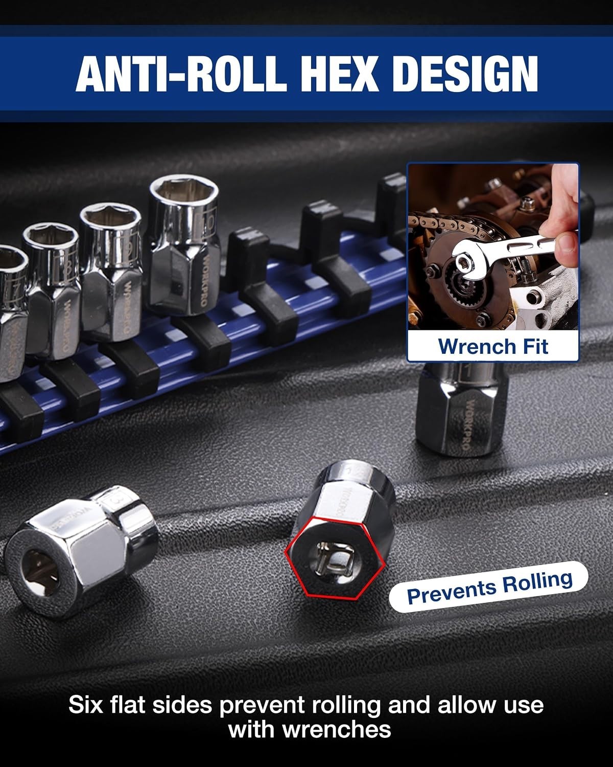 1/4″ Drive Socket Set, 10-Piece Metric CR-V Socket Set with Rail | Standard &…
