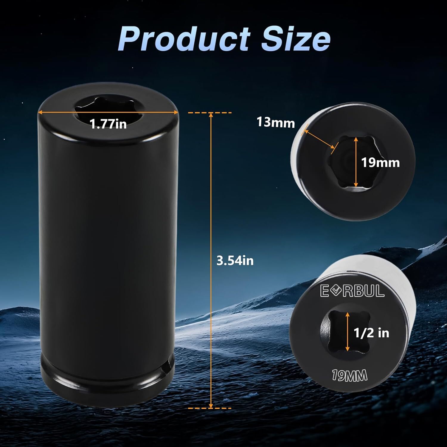 19mm Harmonic Balancer Socket 1/2» Drive 6 Point Impact Socket for Honda Acura