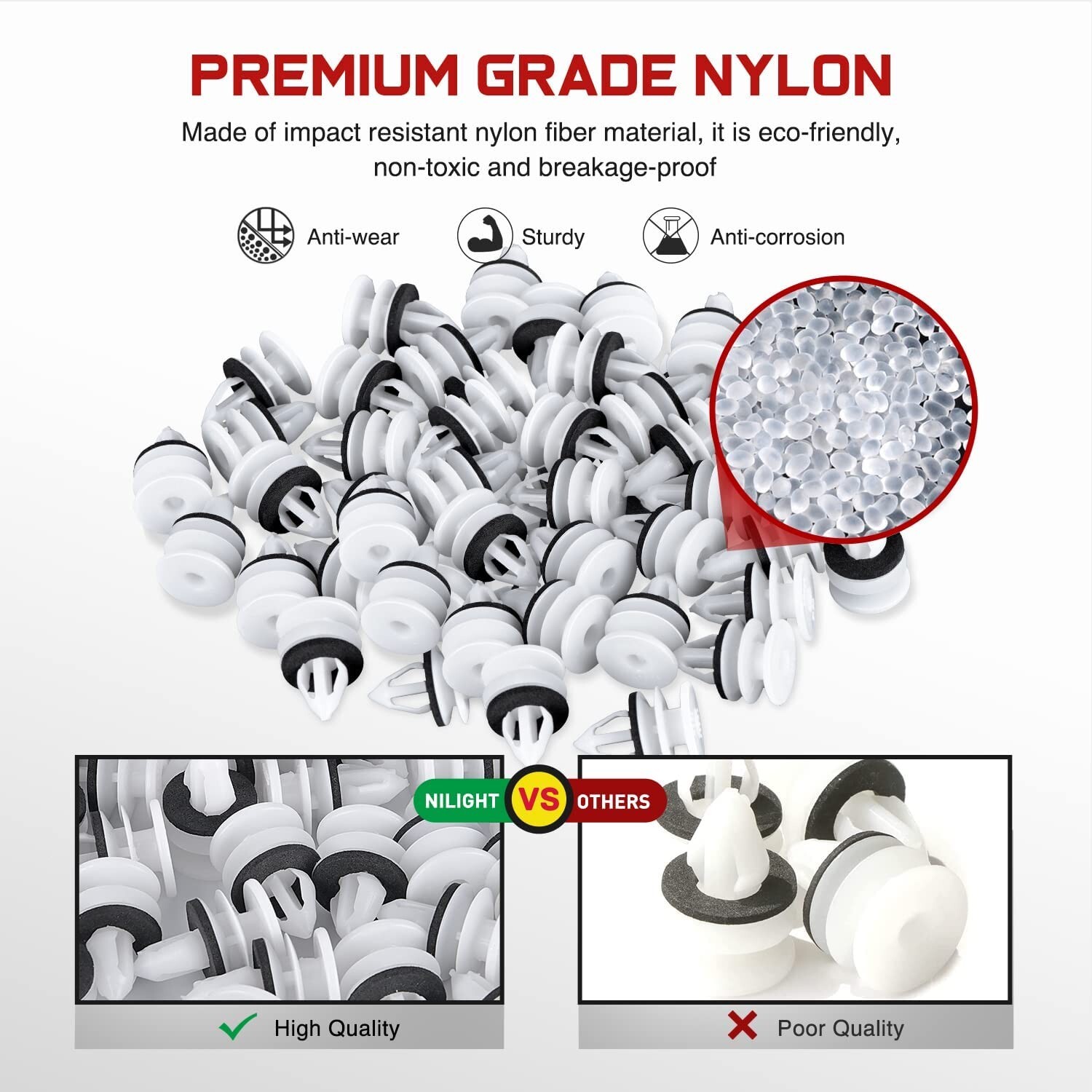 Nilight 50Pcs Door Trim Panel Retainer Clips Replacement With Sealer