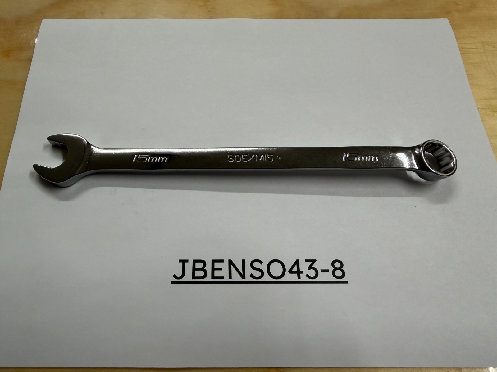 Snap-on Tools USA NEW 15mm Metric Chrome Flank Drive Plus Combo Wrench SOEXM15