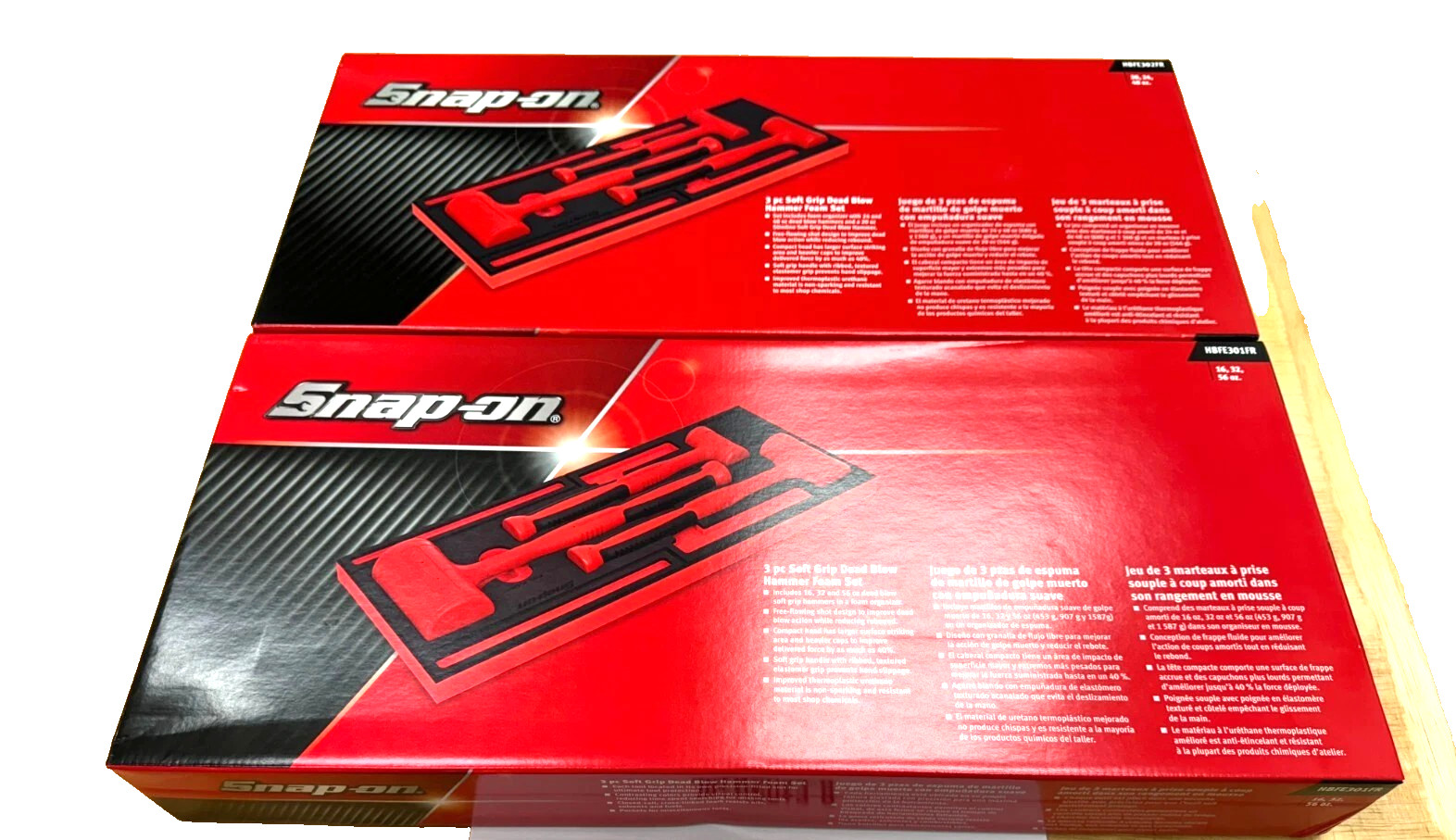 New Snap-on™ HBFE6FR 16 20 24 32 48 56 oz 6-pc Red Dead Blow Hammer Foam Set