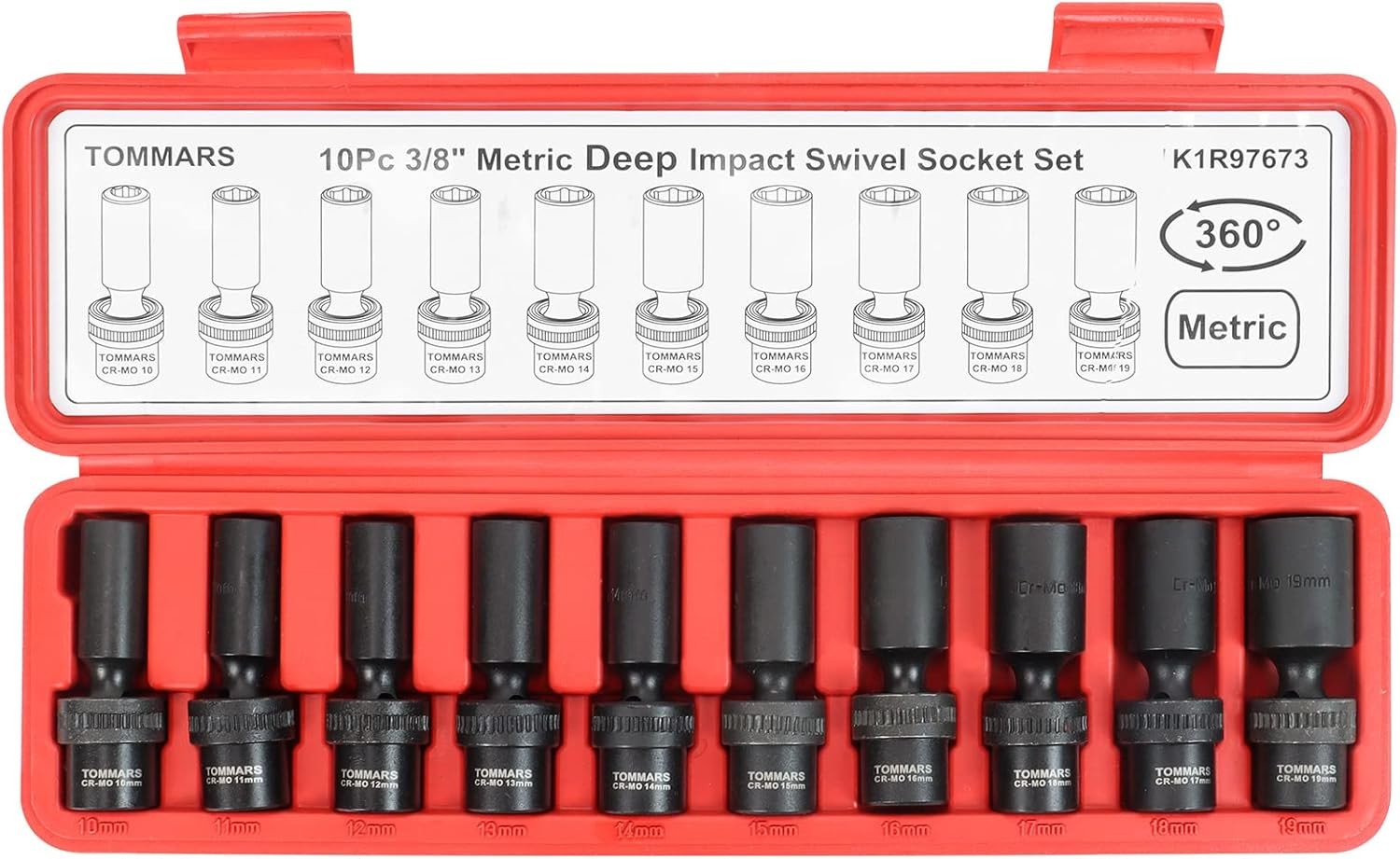 3/8″ Drive Universal Swivel Impact Socket Set Deep 6Point Wobble Flexible Socket