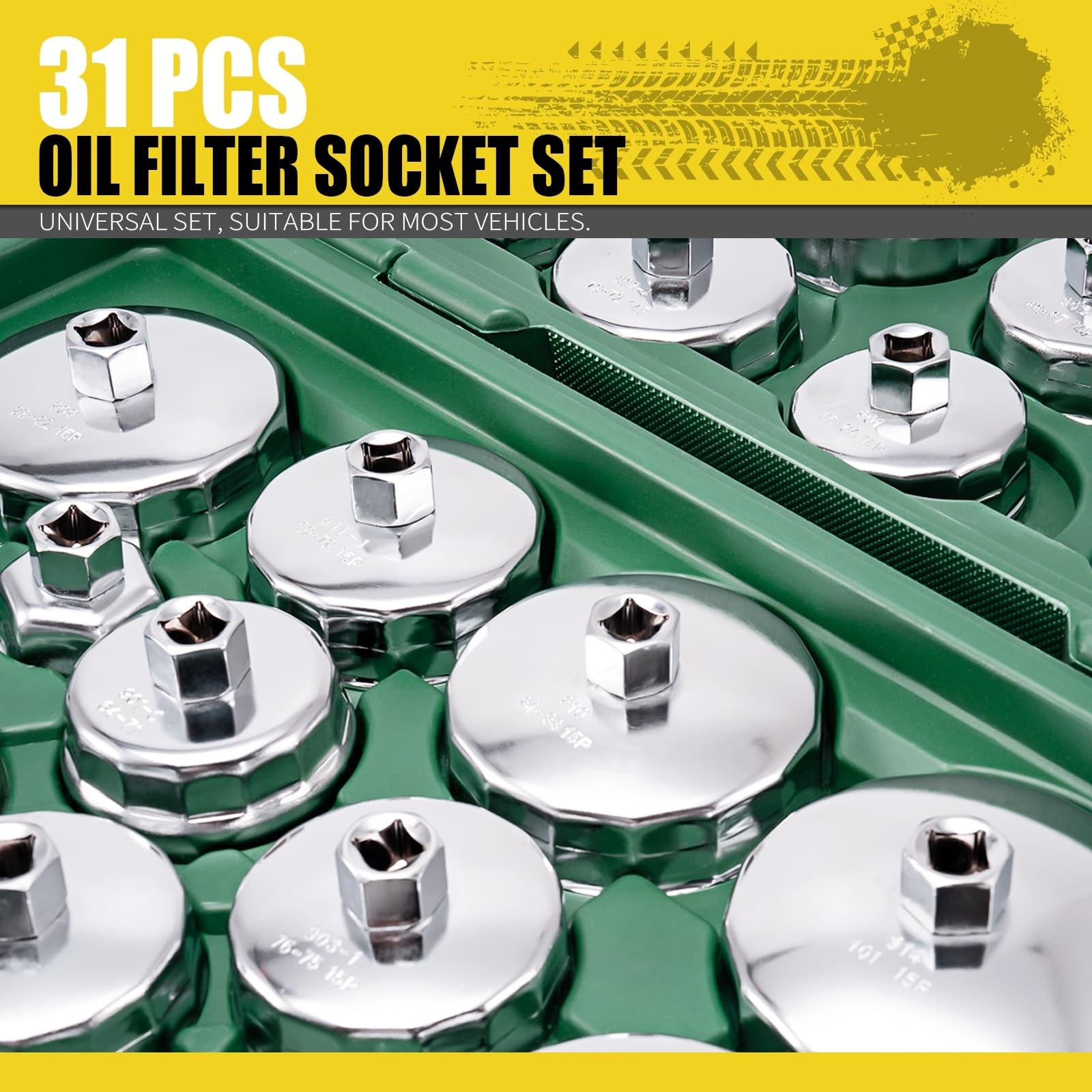 31PCS Oil Filter Wrench Set, Stainless Steel Oil Filter Cap Socket, 1/2 Drive…