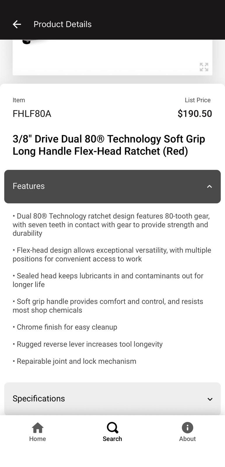 3/8″ Drive Dual 80® Technology Soft GripLong Handle Flex-Head Ratchet (Red)