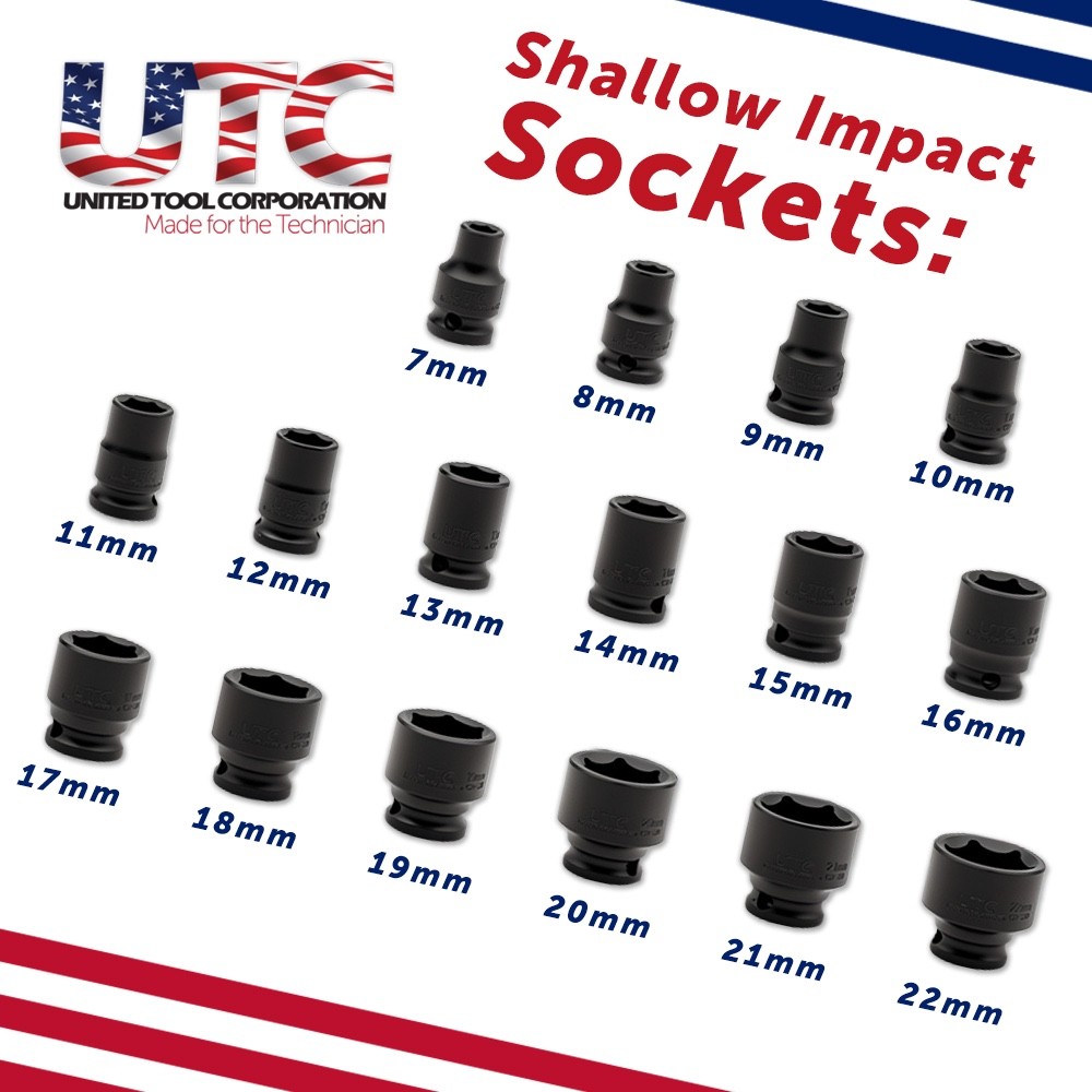 Socket Set Impact 3/8 Drive 32 Piece Deep Shallow 7-22mm EVA Foam Tray UK