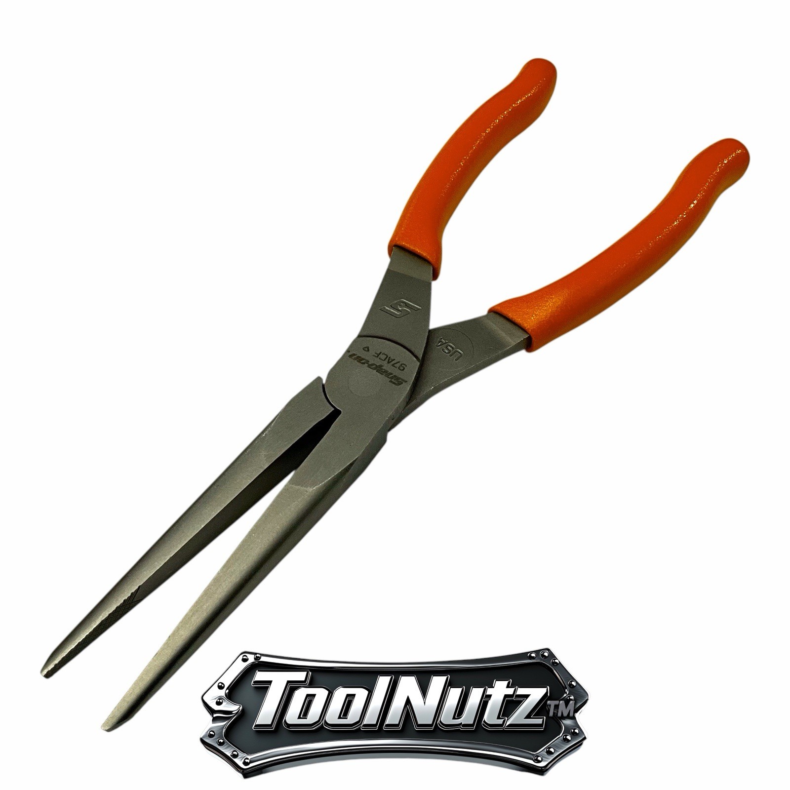 Snap-on Tools NEW 97ACFO 9in ORANGE Soft Grip Rounded Jaw Needle Nose Pliers USA