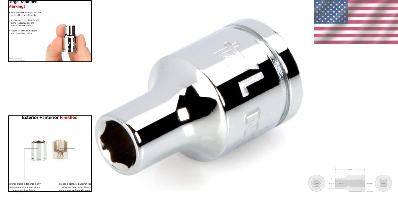 Precision 6-Point Socket – 3/8 Inch Drive x 1/4 Inch with Corrosion Resistance