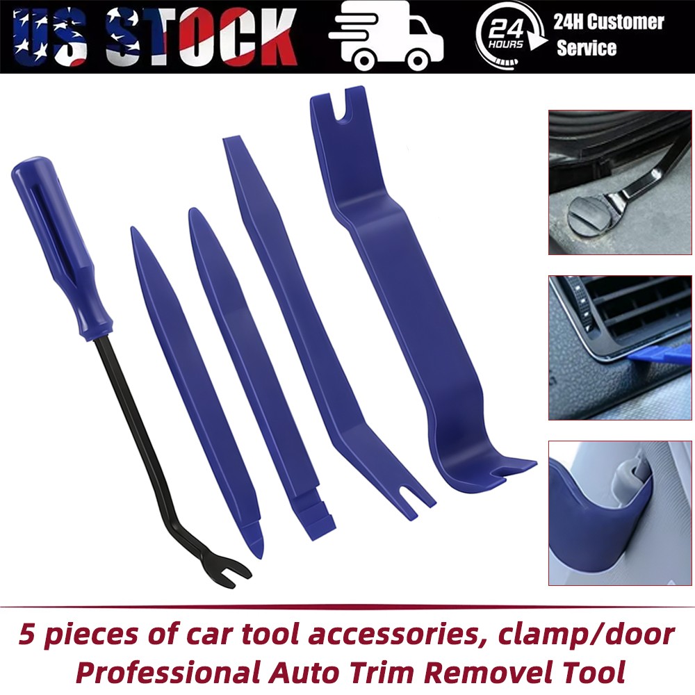 5Pcs Car Trim Removal Tool Set Hand Tools Pry Bar Panel Door Interior Clip Kit