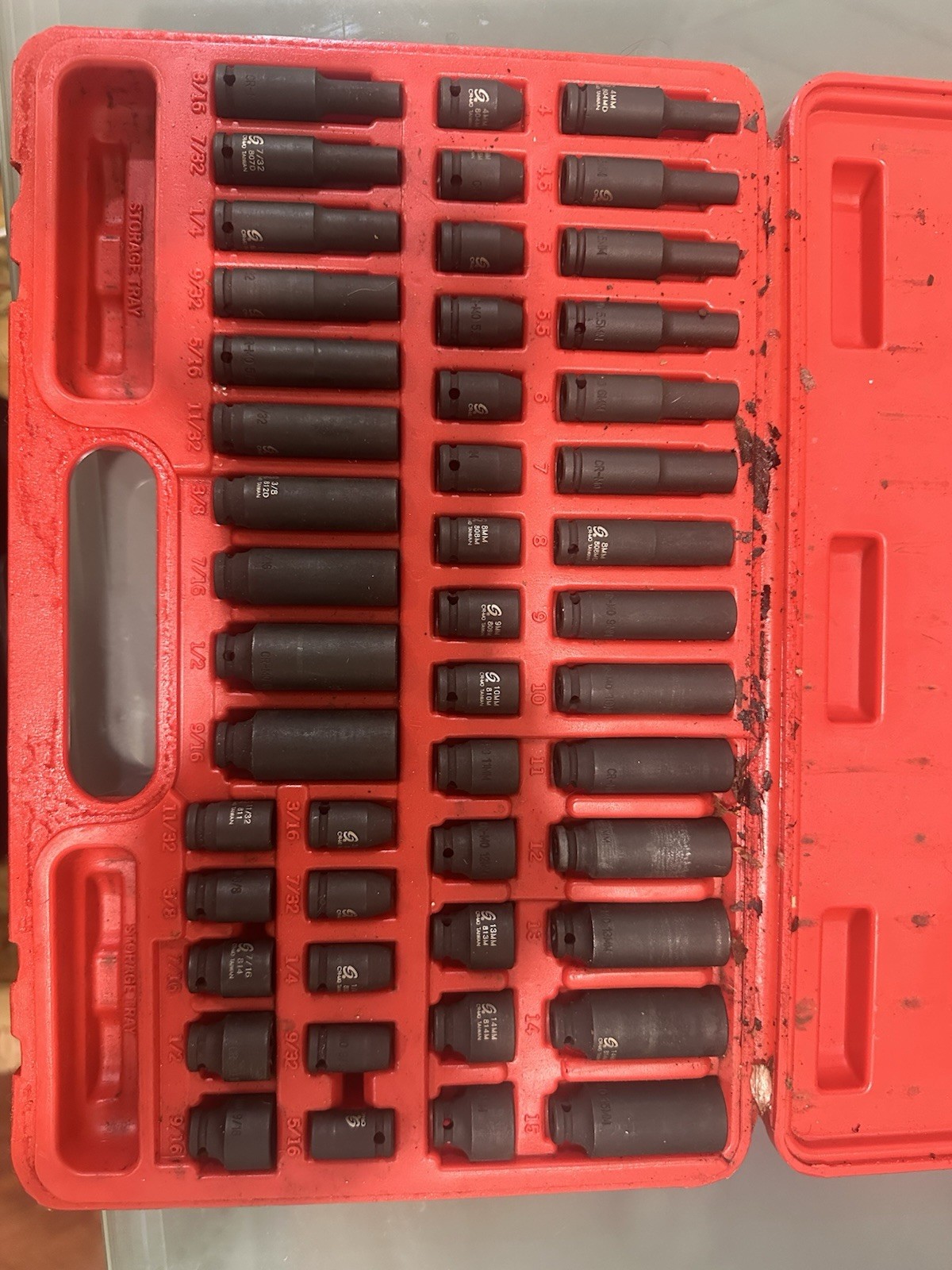 Sunex 43 Pc 3/8” Drive SAE & Metric Deep & Shallow Impact Socket Set Case