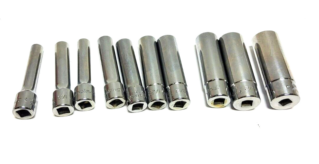 New Snap-on 1/4″ drive 3/16″ to 9/16 10-pc 6-point Deep SAE Socket Set 110STMY