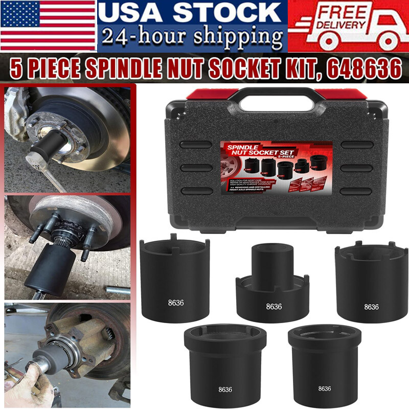 5pcs Spindle Nut Sockets Kit Axle Hub Nut Socket For Ford Dana 50/60, 1/2″ Drive
