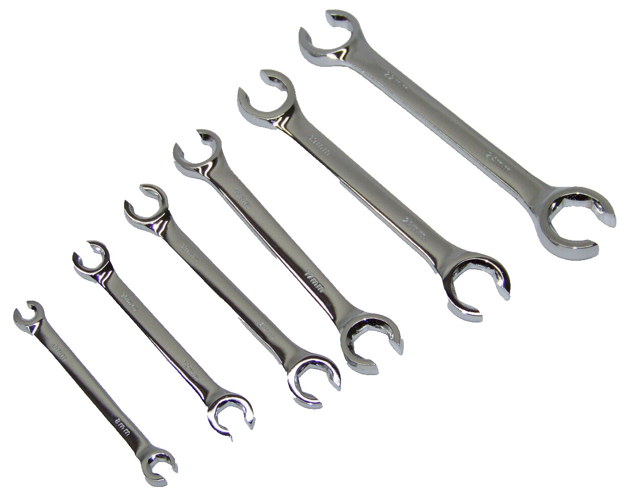 6pcs Flare Nut Wrench Metric 6, 8, 10, 12, 13, 14, 15, 17, 19, 21, 22, 24 set