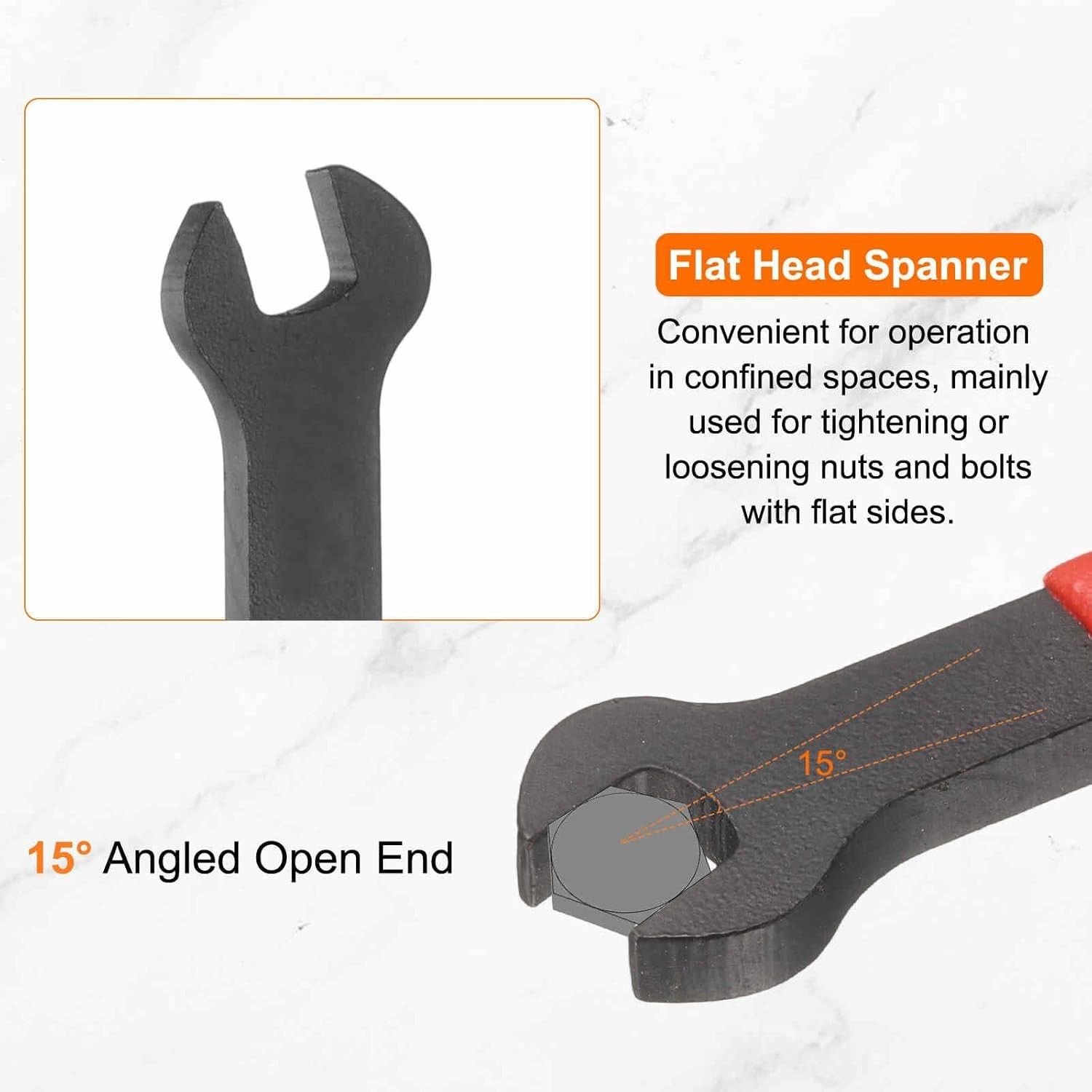 Single Open End Wrench 36Mm Metric 15 Degree Offset Angle U-Shaped Open Ended Sp