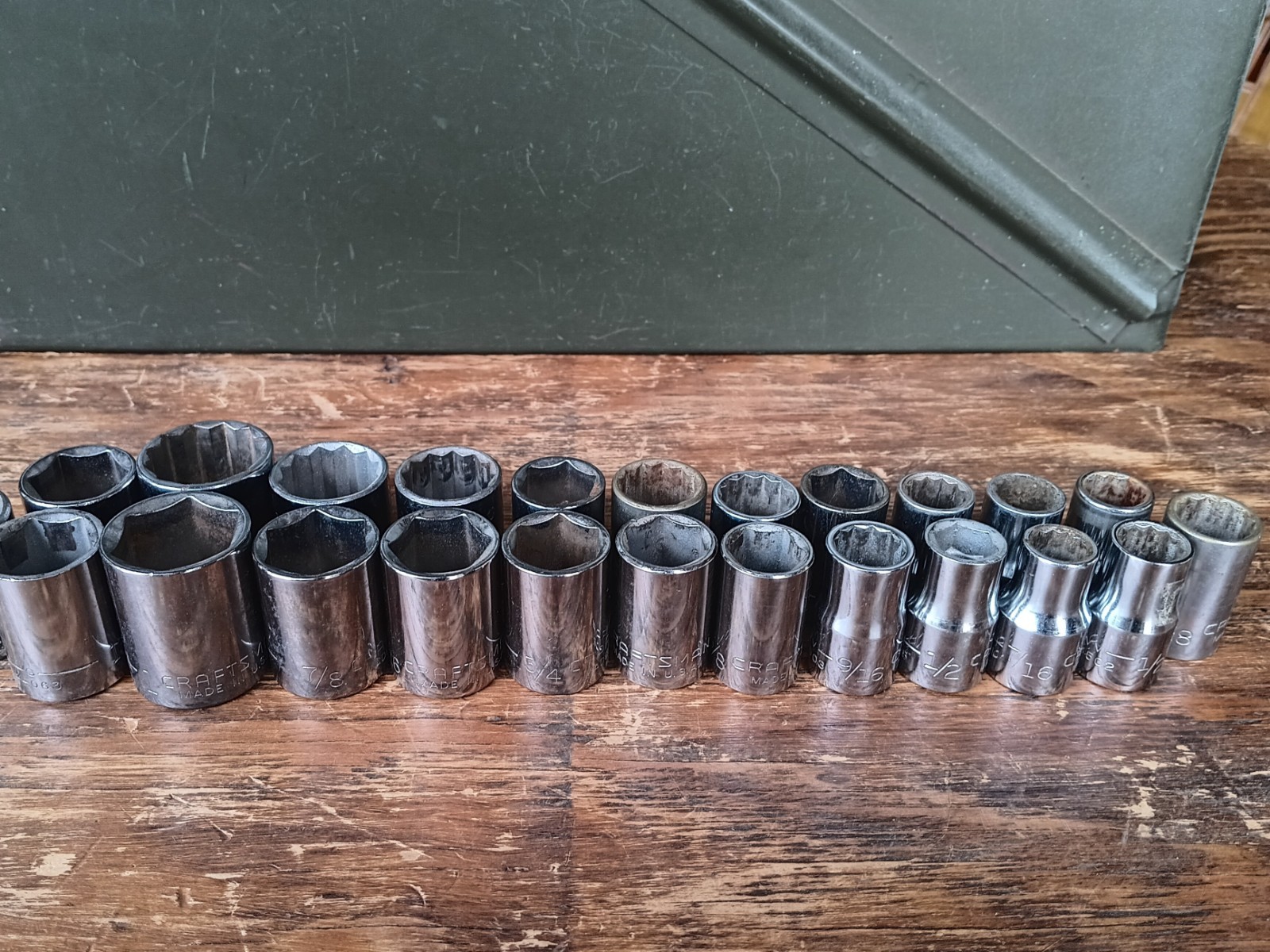 Craftsman Socket Set 1/2″ Drive ~ Shallow SAE Mixed Sizes ~ USA Lot of 23