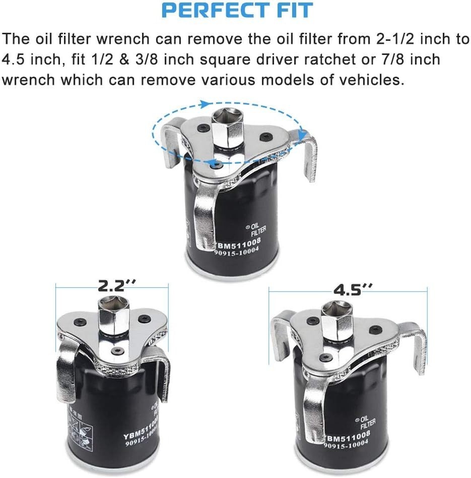 Versatile 2.5-4.5 Inch Oil Filter Wrench – Heavy Duty Carbon Steel Construction