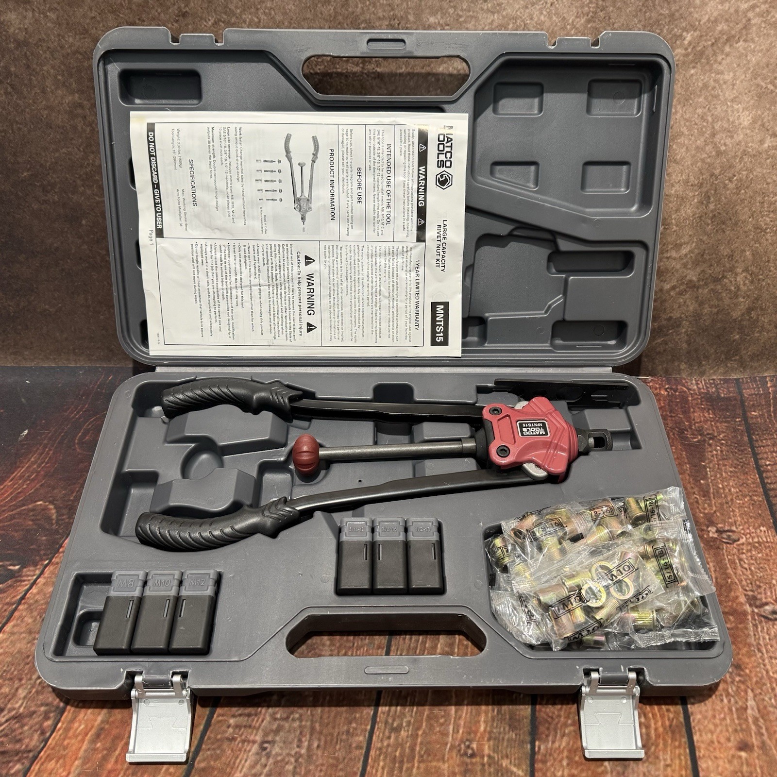 Matco MNTS15 Large Capacity rivet Nut Kit w/ Hard Case