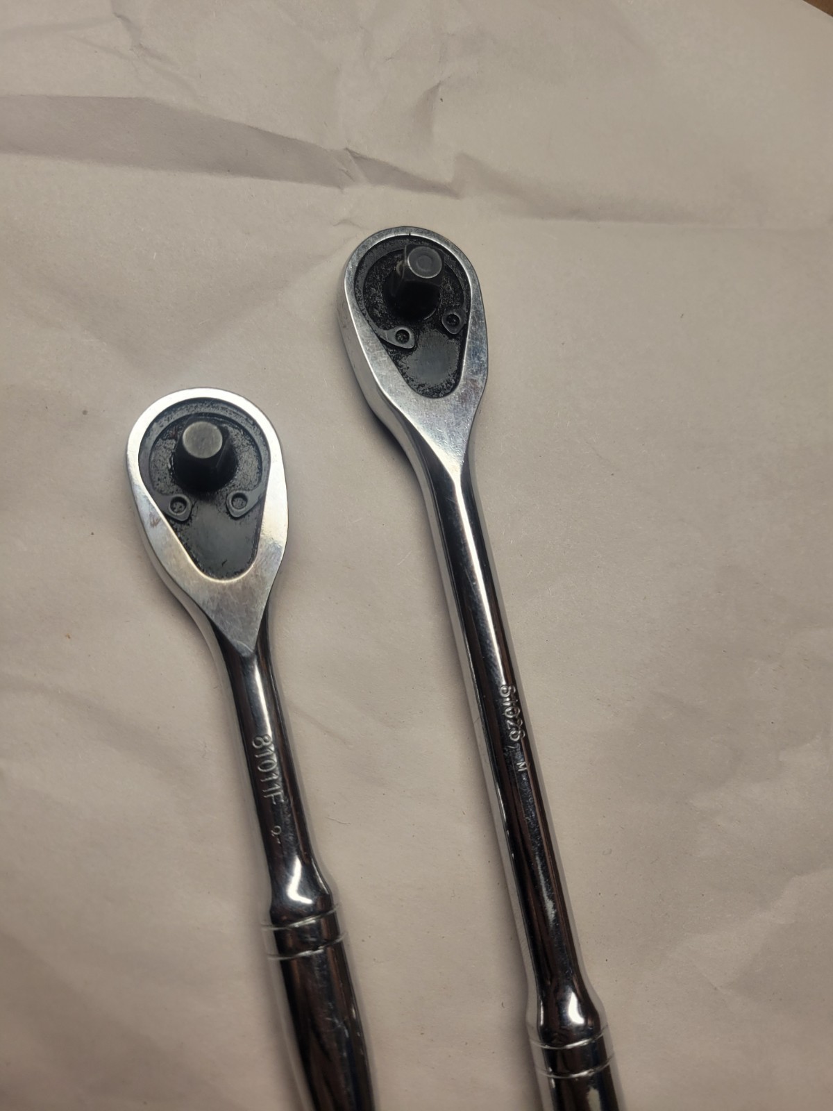Pair Gearwrench SAE 1/4″ Drive Ratchets 81028 and 81011F NICE