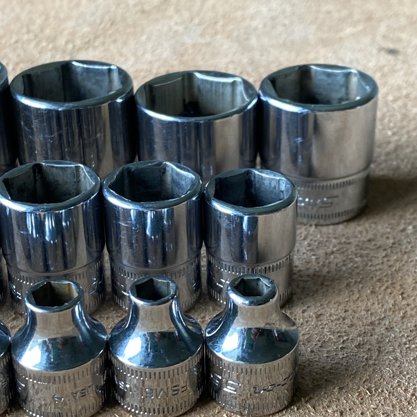 Snap-on 22Pc Metric 3/8 Drive Shallow FSM Socket Set 5.5mm-26mm 6Pt Minty